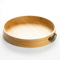 Bamboo round Tray with Handles Round Bamboo Serving Tray Shallow for Homeowners