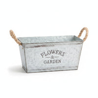 Metal Planter with Rope Handles Distressed Container Versatile for Bookshelf