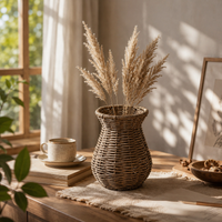 Woven Rattan Vase Flared Rim Table Decoration for Flower Arranging