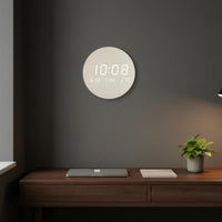 Round LED Wall Circular Clock Nightlight Home Decor Temperature Display