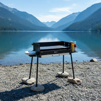 Stainless Steel Charcoal Barbecue Grill with Side Shelves Heat-Resistant Charcoal Grill with Side Tables Compact Heavy-Duty for Campers, Camping, Backyard
