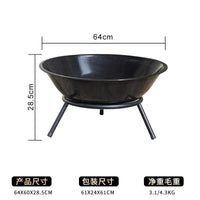 64cm搪瓷加厚大号取暖火盆户外柴火暖炉室外庭院烤火炉三脚火盆