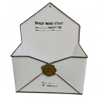 Envelope Flower Pot Dark Edging Vintage Wall Planter Drainage Holes