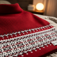 Vintage Fair Isle Jacquard Knitted Poncho Scarf for Women, Winter Warm High-Neck Shawl Wrap
