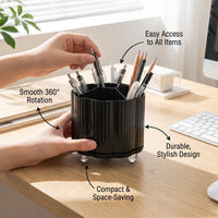 360-Degree Rotating Pen Holder for Office, Desk Organizer with 18 Compartments, Lightweight Makeup Storage for Students