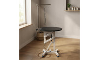Round Pet Grooming Table Metal Base Petcare Equipment Polished Surface