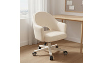 Height Adjustable Rolling Study Chair Comfortable Upholstery Ergonomic Backrest Chair Skin-Friendly Textile Home Furniture Space Saving for Students, Teens, Bedroom