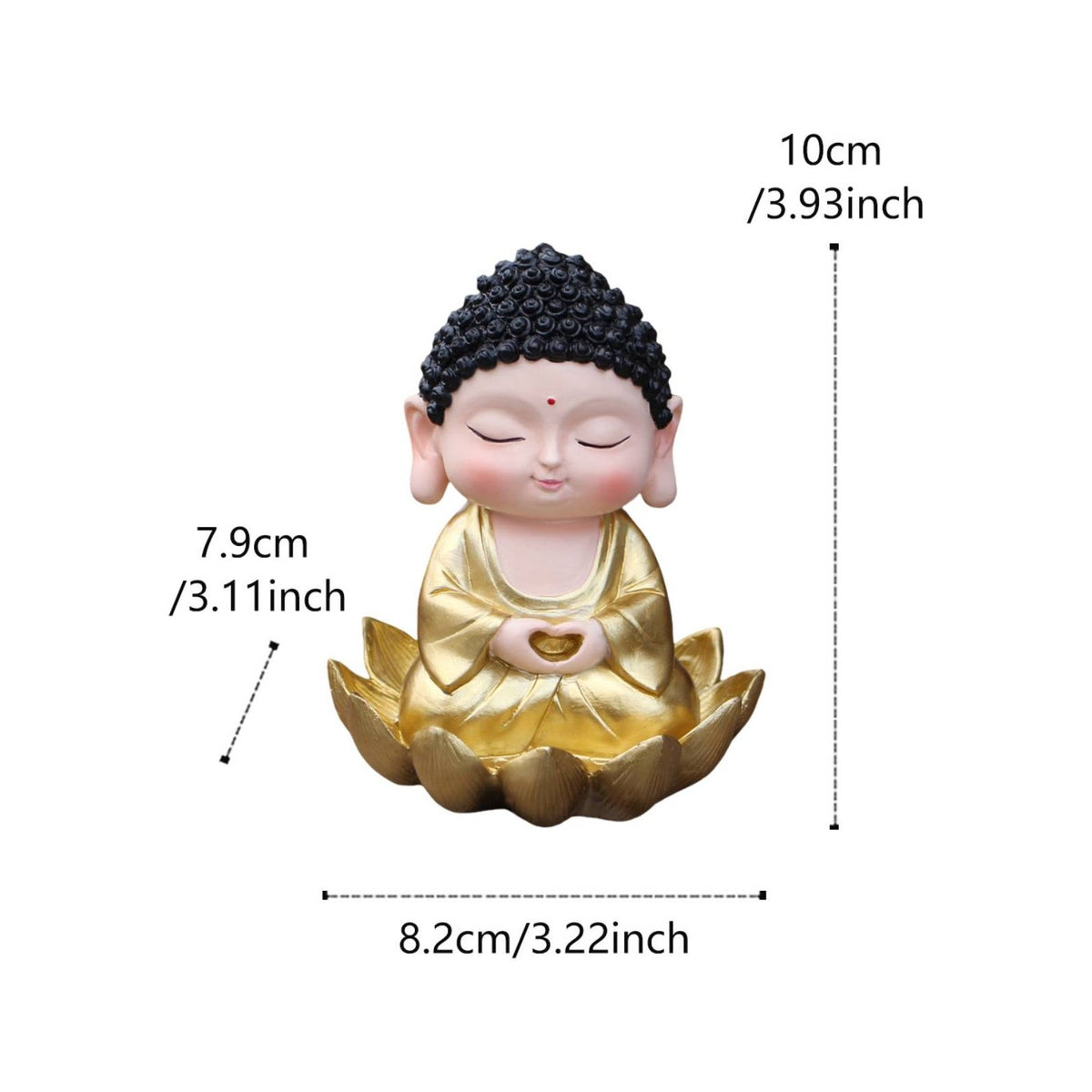 Gold Buddha Statue Polyresin Buddha Lotus Figurine for Courtyard, Patio