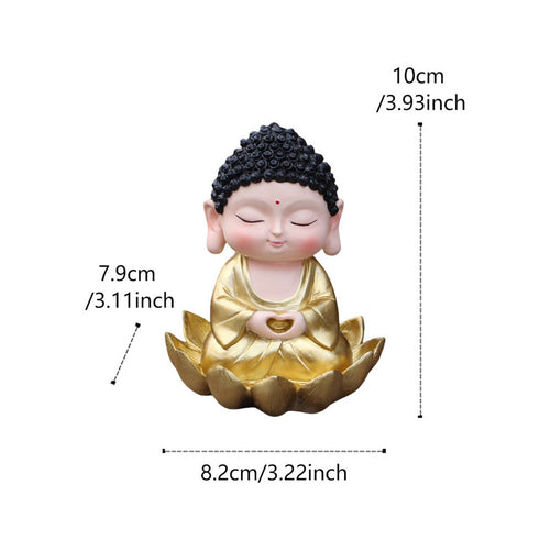 Gold Buddha Statue Polyresin Buddha Lotus Figurine for Courtyard, Patio