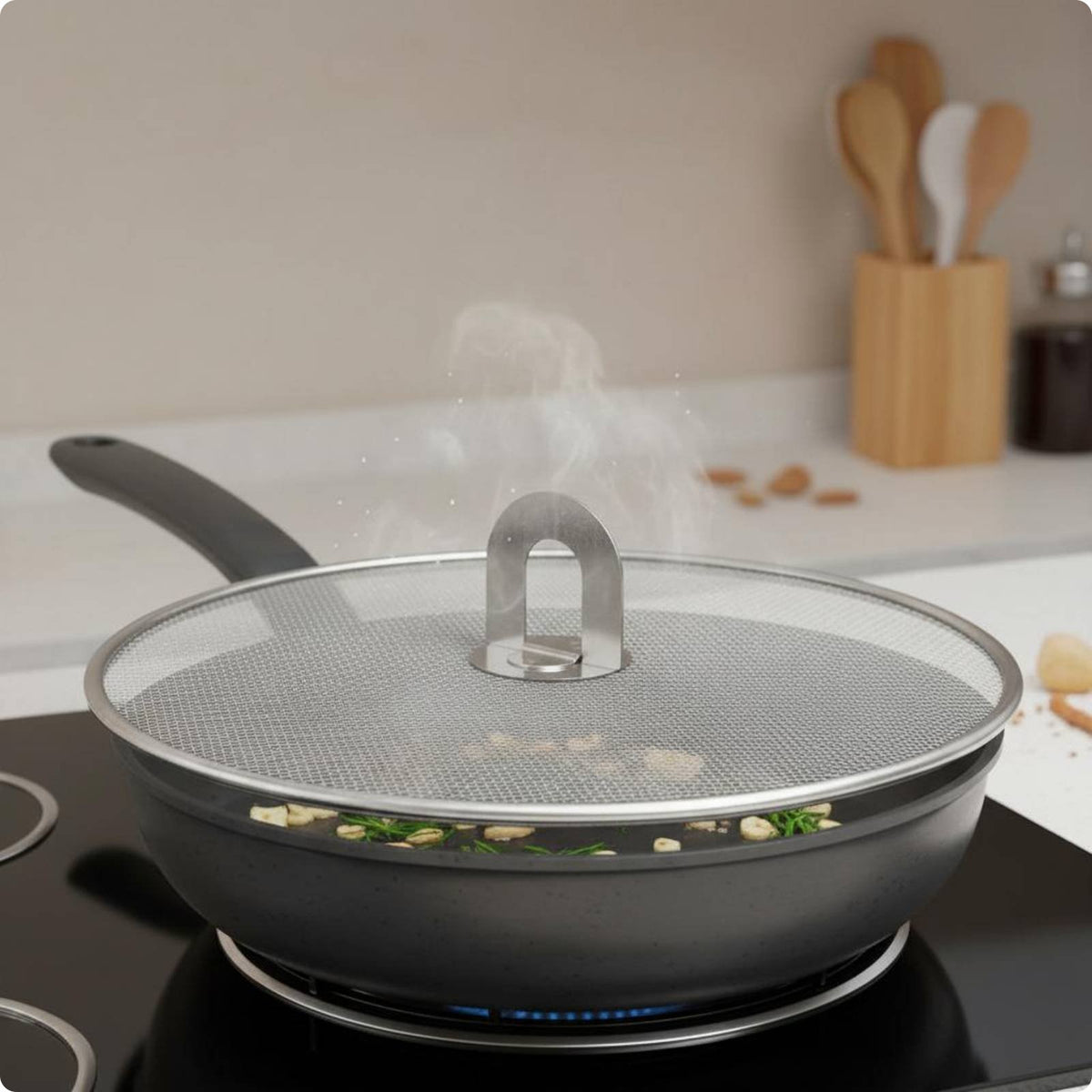 3 Pieces Oil Splash Guard Sturdy Stainless Steel Mesh Lid Easy to Clean