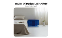 Gradient Acrylic Cube Table Klein indigo space-saving End Table Light Luxury design Easy to Clean for Homeowners, Young Adults