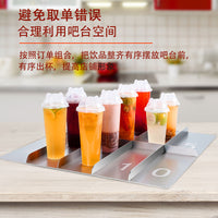 高端茶饮取餐排号不锈钢加厚分杯器咖啡奶茶店打包专用数字托盘架