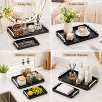 Black Hammered Texture Rectangular Serving Tray with Handles