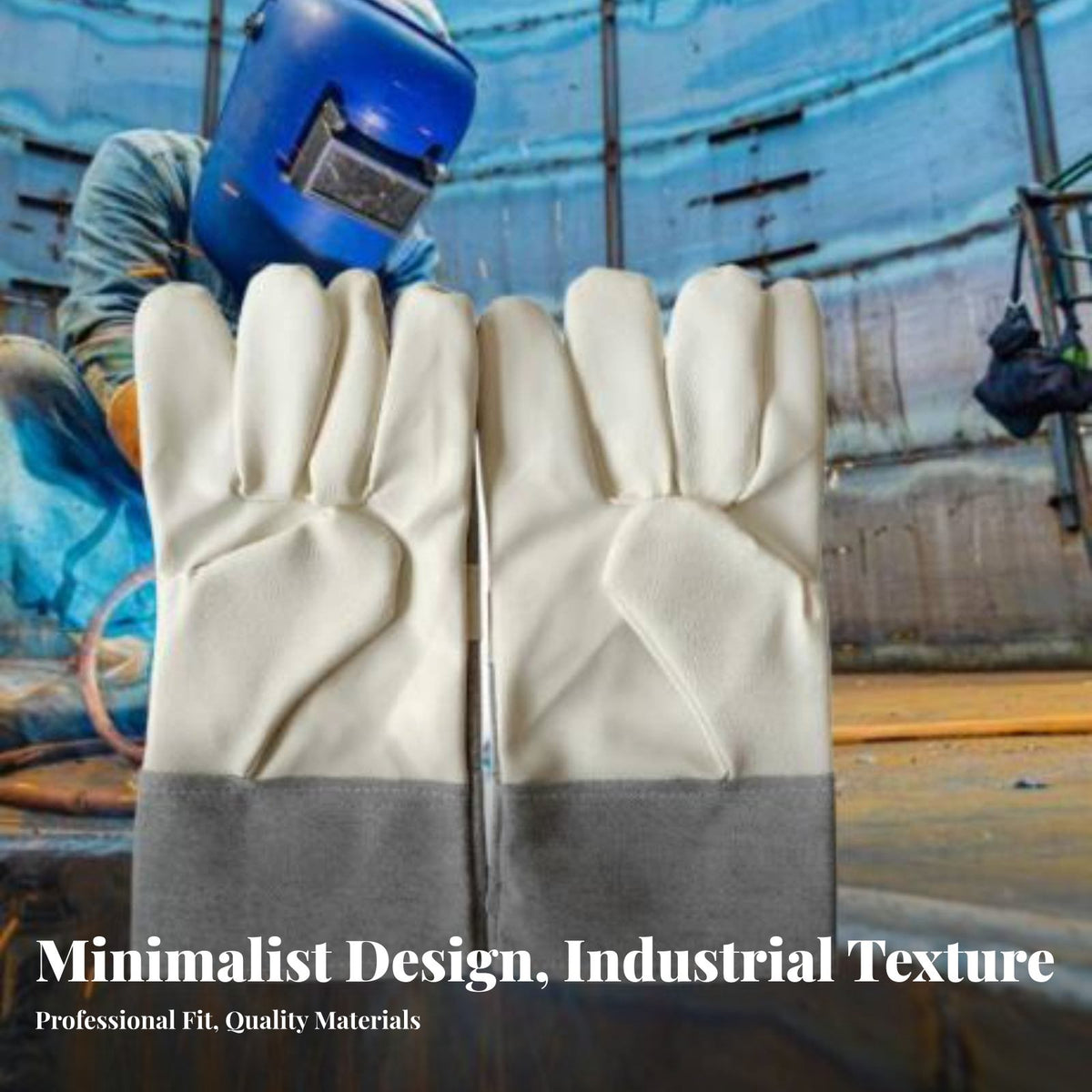 Metalworking Gloves Wear-Resistant Heavy Duty Leather Gloves Hand Protection for Construction Workers, Mechanics, Factory, Workshop, Gardening