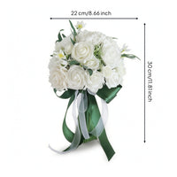 Wedding Bouquet with Ribbons Lightweight Flowers Faux for Bridesmaids