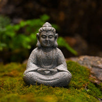 中式微景观仿青石佛像摆件花园假山盆景鱼缸树脂小和尚造景装饰