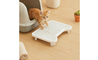 Hollow Grid Cat Litter Mat with Raised Platform Easy-to-Clean Litter Sifting Step Platform Elevated Pet Accessory Scatter Control for Cats, Apartments