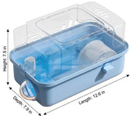 Syrian Hamster Cage, 2-Level Transparent Hamster Cage for Golden Hamster, Large Space Rectangular Portable Indoor Habitat with Carrying Handle