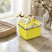 Cherry Blossom Jewelry Box Small Metal Jewelry Box Enamel Finish