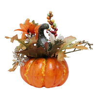 Pumpkin with Faux Leaves Harvest Fake Pumpkins Compact Decoration for Thanksgiving