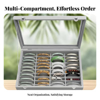 Large Capacity Bangle Display Case Dust-Proof Velvet Lined Jewelry Tray Multi-Functional for Women, Gift Givers, Vanity, Bedroom, Closet
