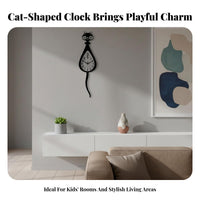 Cartoon Cat Wall Clock Decorative Piece Acrylic Cat Clock House Decoration Battery Operated Silent Movement