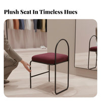 Upholstered Loop-Frame Stool Minimalist Design Indoor Seating for Bedroom, Women