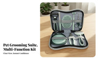 Portable Grooming Kit with Carrying Case Organized Pet Grooming Kit with Scissors Ergonomic Non-Slip for Home, Travel
