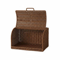 Braided Organizer Basket Braided Exterior Lidded Storage Basket Open Compartment Household Organizer