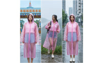 Waterproof Hooded Rain Poncho with Snap Buttons Lightweight Disposable Raincoat with Sleeves Translucent Rain Poncho with Hood One-Size for Commuting