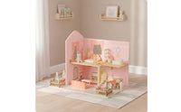 Wooden Dollhouse Pretend Play Dollhouse with Furniture Sturdy Playhouse for Daycare