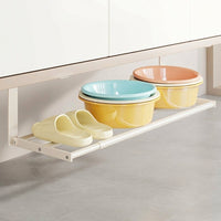 Under Sink Storage Rack, Adjustable Cupboard Organiser, Telescopic Metal Under Sink Storage, 51-87cm Width for Cleaning Supplies