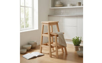 Three-Step Stool Sturdy Wooden Step Stool Finish Furniture for Seniors, Closet, Pantry