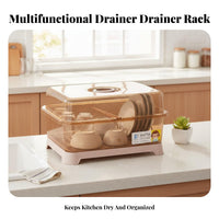 Covered Dish Drainer automaticDraining Kitchenware Organizer Easy reach Doors