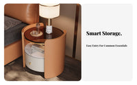 Round Nightstand Easy to Clean Round Side Table with Storage Rock Slab Surface 2-Tier Circular Nightstand for Hotel