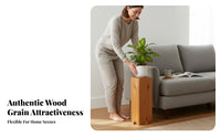 Rustic Design Solid Wood Pier Multi-Purpose Plant Stand Multifunctional Side Table Hand-Chiseled Texture for Interior Designers, Apartment Dwellers, Living Room, Small Areas, Entryway, Bedroom