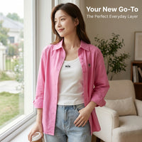 Ladies Long Sleeve Shirt with Embroidered Cartoon Detail for Spring, Casual Jacket with Front Patchwork Design for Women