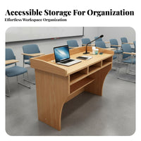 1 Lectern Classroom Presentation Desk Wooden Speech Stand Spacious Desktop Sturdy Construction Suitable for Lectures Meetings Speeches Auditoriums