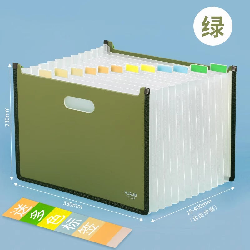 华杰风琴包立式多层插页文件夹分类收纳盒整理袋试卷高中生卷子大容量神器档案合同说明书资料票据办公学生用 深蓝【升级加厚款】ST2226