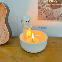 可爱烤手小猫香薰蜡烛烛台生日礼物小众创意氛围感桌面装饰摆件