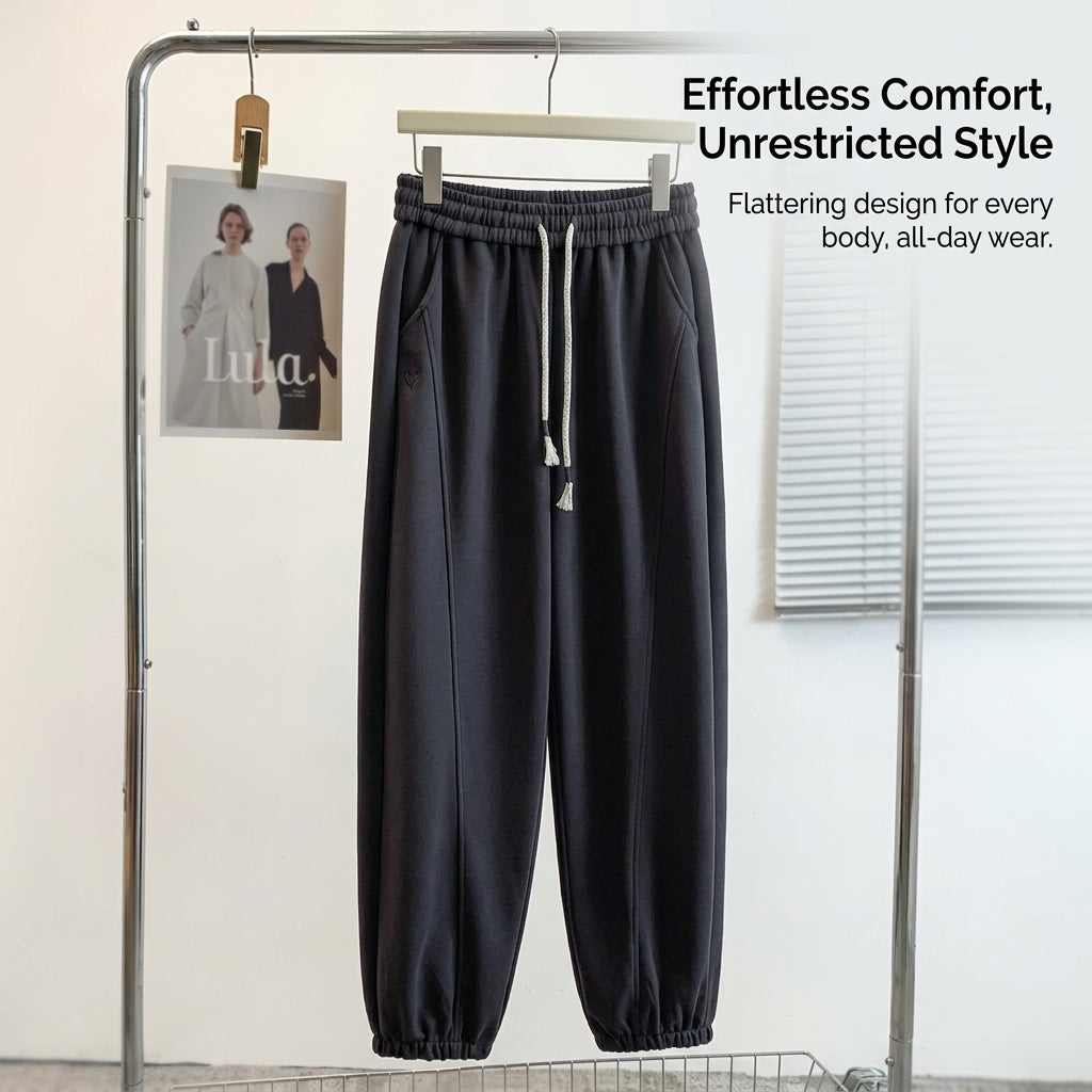 Joggers for Women, Sweatpants with Pockets and Elastic Waistband, Embroidered Ladies for Casual Wear and Lounging