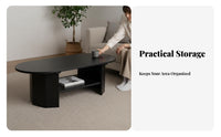 Oval Coffee Table with Shelf Modern Design two-shelf Oval Table Space-Saving Minimalist & aesthetic for Families