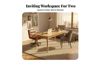 2 Pieces Long Two Person Desk Spacious Tabletop Solid Wood Computer Desk Firm Workstation Structure Writing Table Suitable for Remote Workers Professionals Home Study