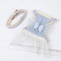 Cat Harness and Leash Set Princess Dress, Cat Walking Harness with Skirt and Bow, Non-Retractable Leash for Outdoor Walking Gear, Pink