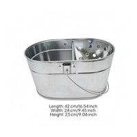 Oval Metal Mop Pail Integrated Handle Cleaning Container Long-Lasting