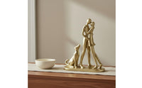 Couple and Dog Statue Decorative Ornament Abstract Human Figure Handmade
