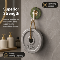 Adhesive Wall Hooks, Heavy Duty Metal Double Hook, No Drill Rustproof Towel Robe Hooks for Kitchen, 6cm Depth