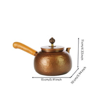 Copper Tea Kettle with Wooden Handle Traditional Hammered Copper Teapot