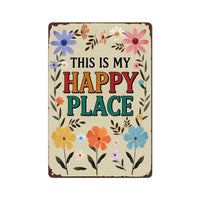 Metal Wall Art Decor - Happy Place Wall Hanging for Living Room Bedroom