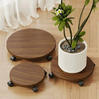 Round Planter Stand with Wheels Multi-Functional Rolling Plant Cart for Balcony